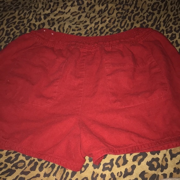 Maurices size large red linen blend shorts elastic pull on waist - Picture 9 of 15